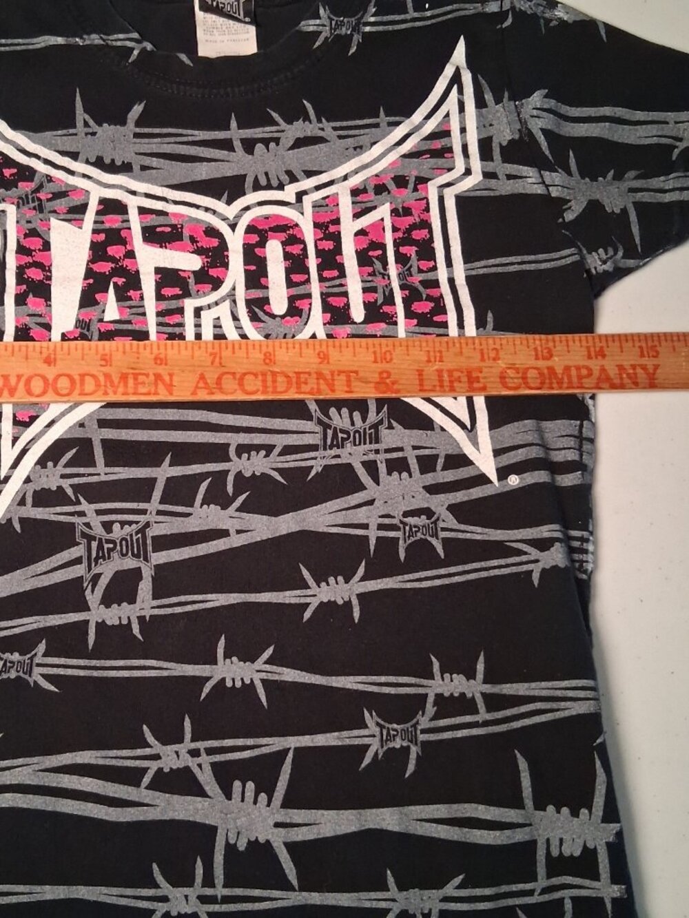 Vintage Y2K Tapout Shirt Women Small Black Barb Wire All Over Print Fighting MMA - Picture 3 of 12